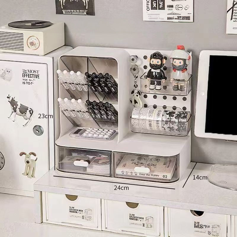Premium Desk Organizer with Hook Drawer and Card Display Stand
