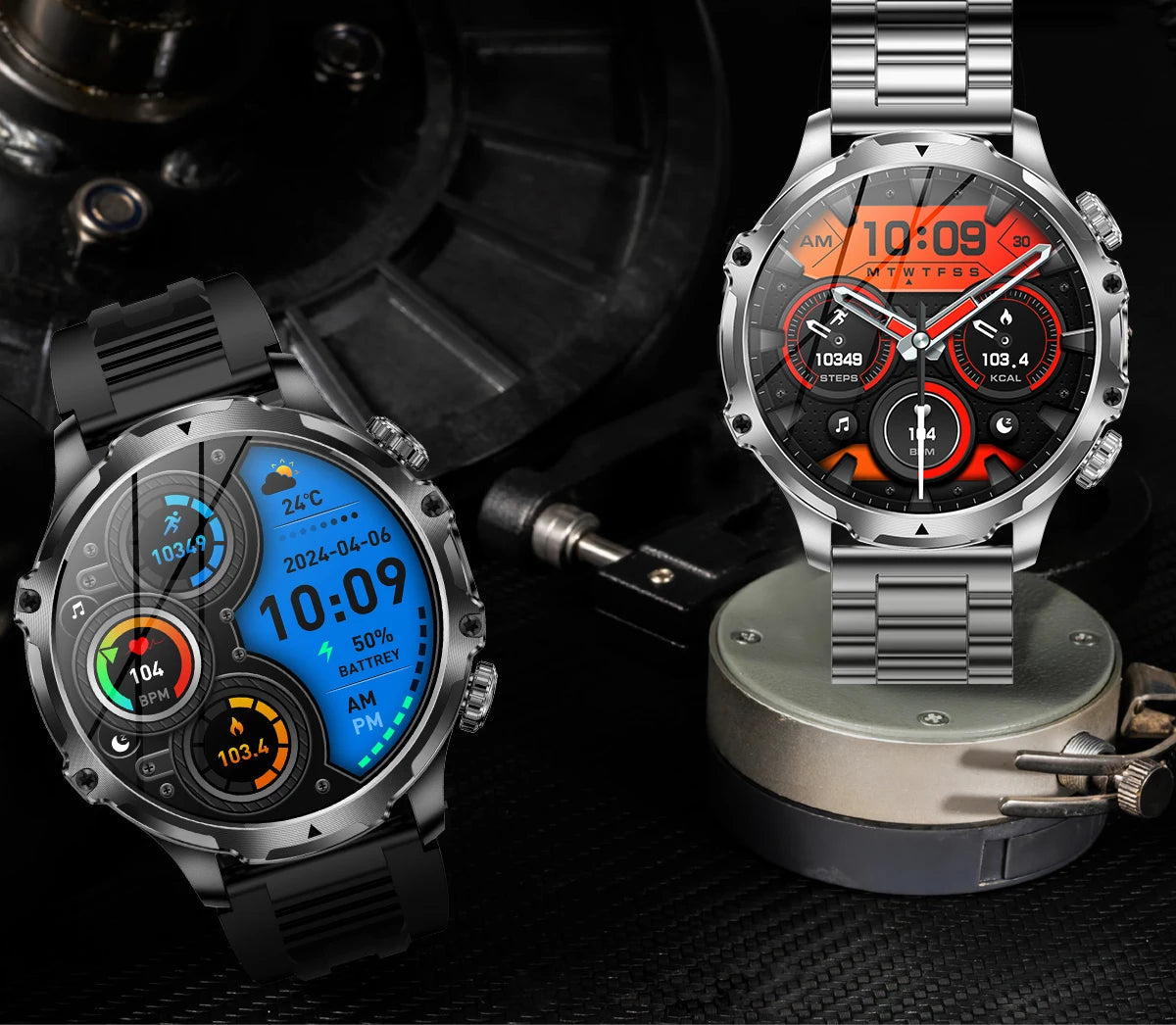 AK75 Smart Watch Flashlight  Men Outdoors Sports Fitness Tracker 700mah Large Battery BT Calling LED Light Smartwatch - Korvel