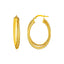 14k Yellow Gold Textured Twisted Oval Hoop Earrings