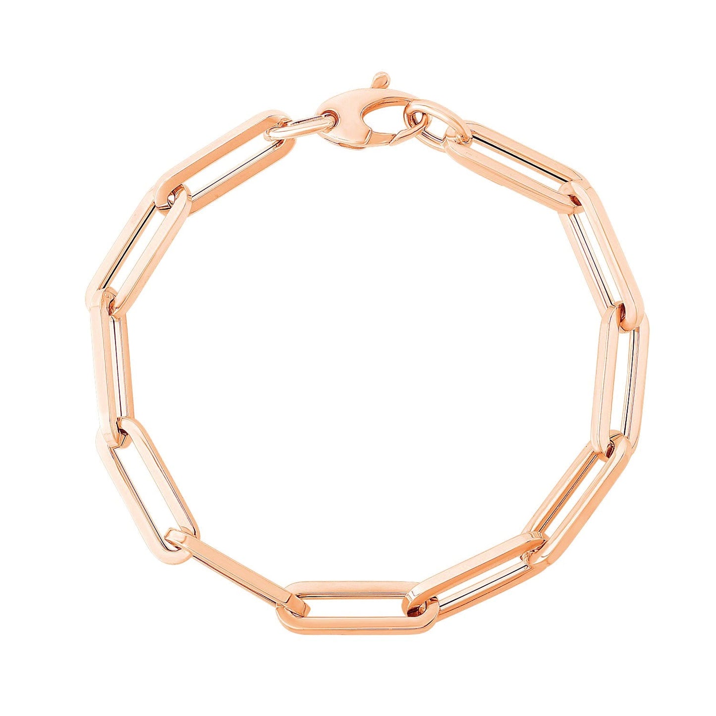 Bracelet en chaîne en papier clip extra large en or rose 14K
