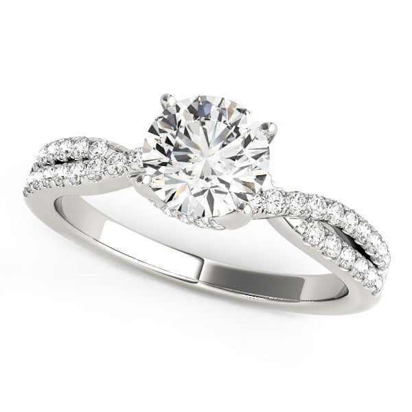 14k White Gold Fancy Prong Split Shank Diamond Engagement Ring
