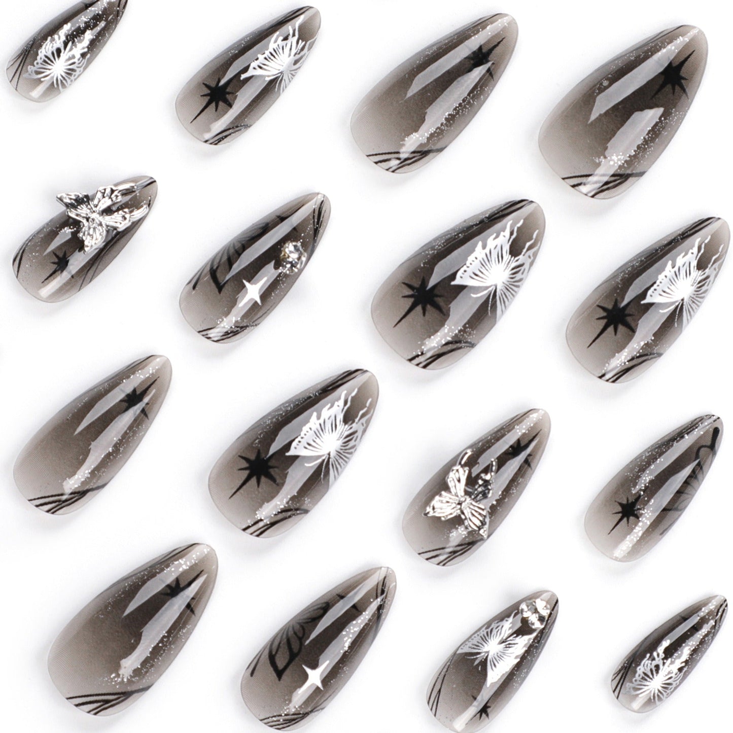 Bow wear manicure long almond nails fake nails - Korvel