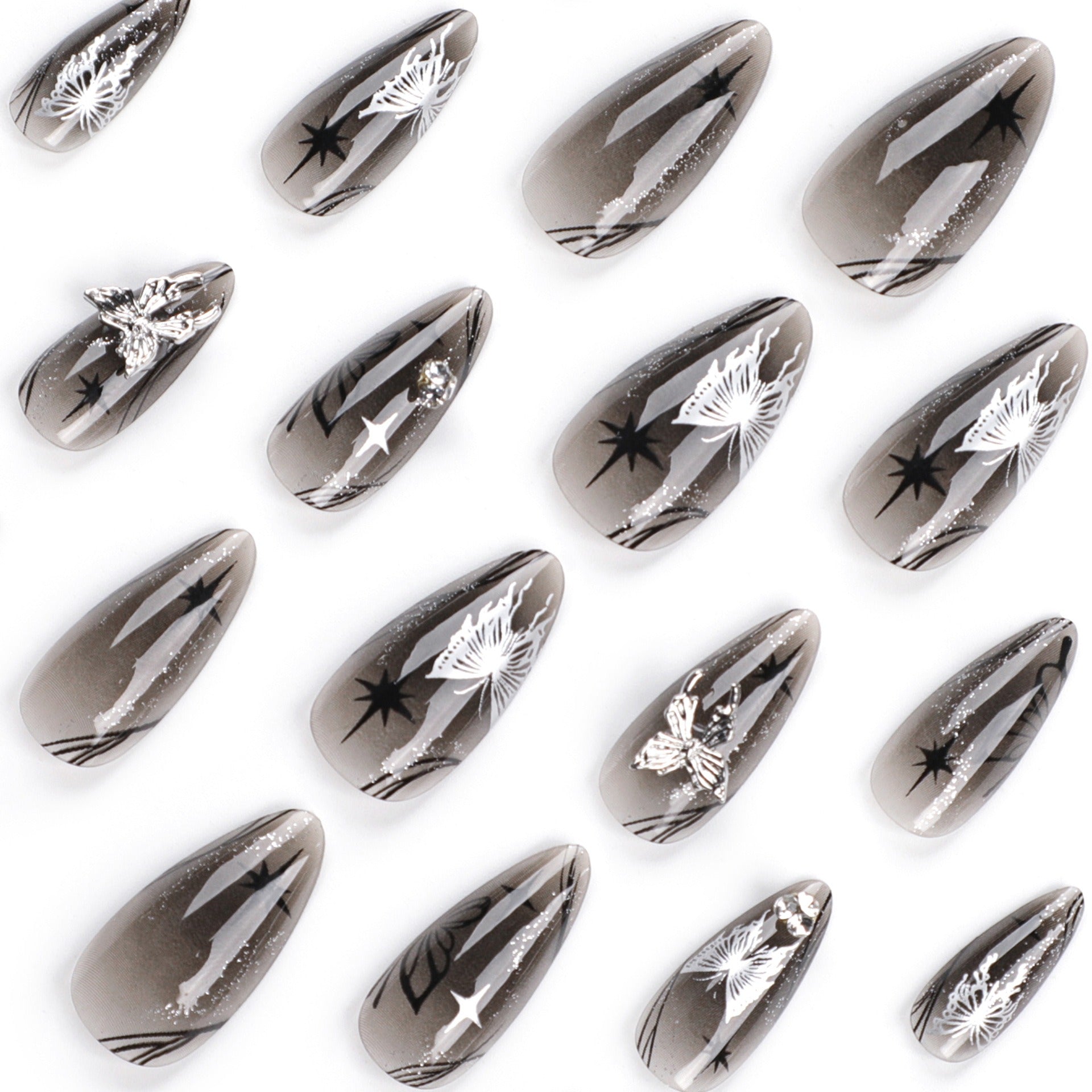 Bow wear manicure long almond nails fake nails - Korvel