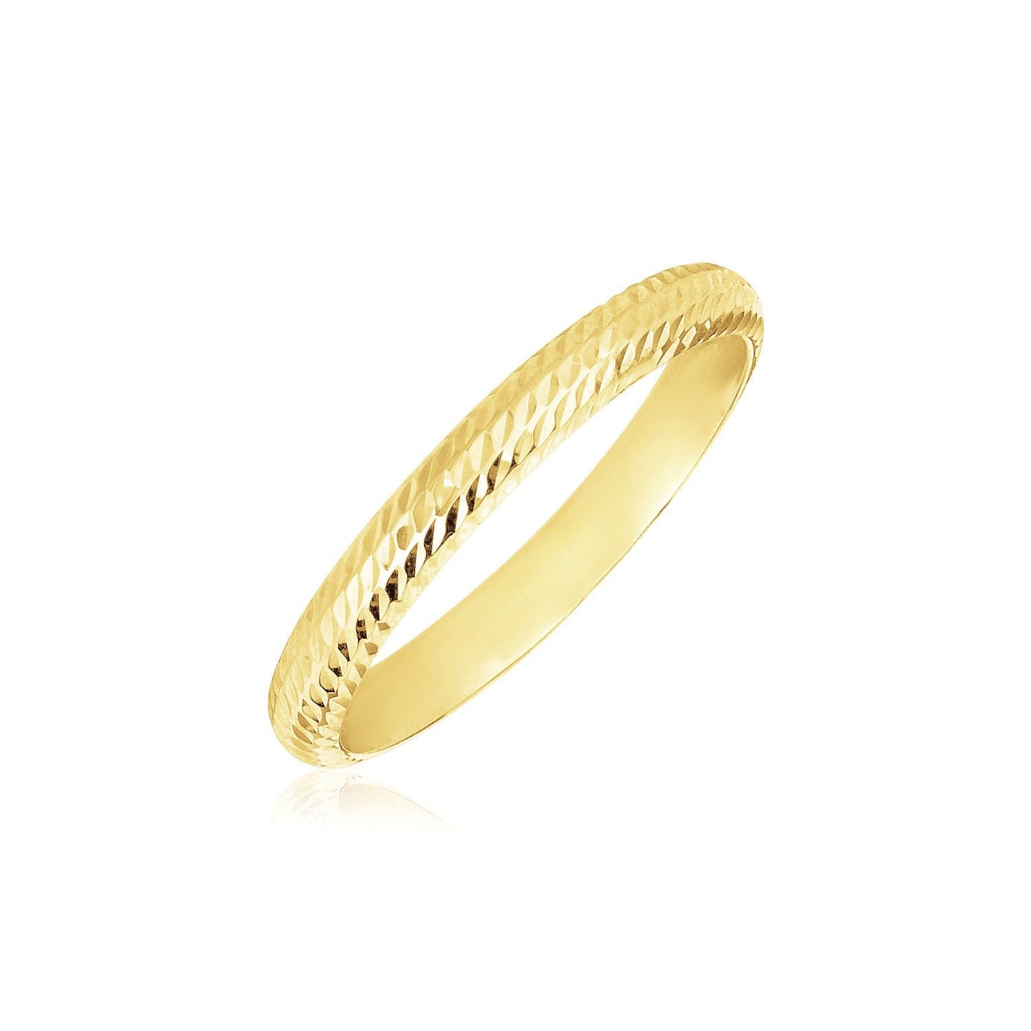 Bague de mariage en or jaune 14k texturée à confort ajusté