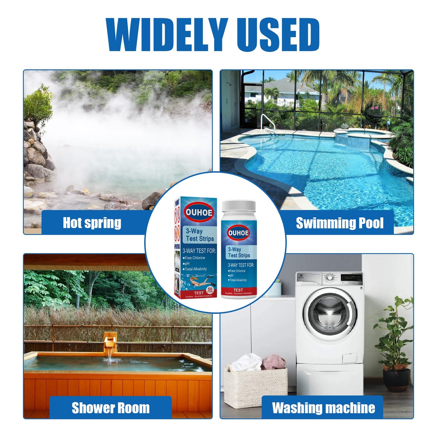 3-In-1 Ph Test, Paper Pool Water Quality Total Alkalinity Hardness Pool Clean Water Ph Test Strip - Korvel