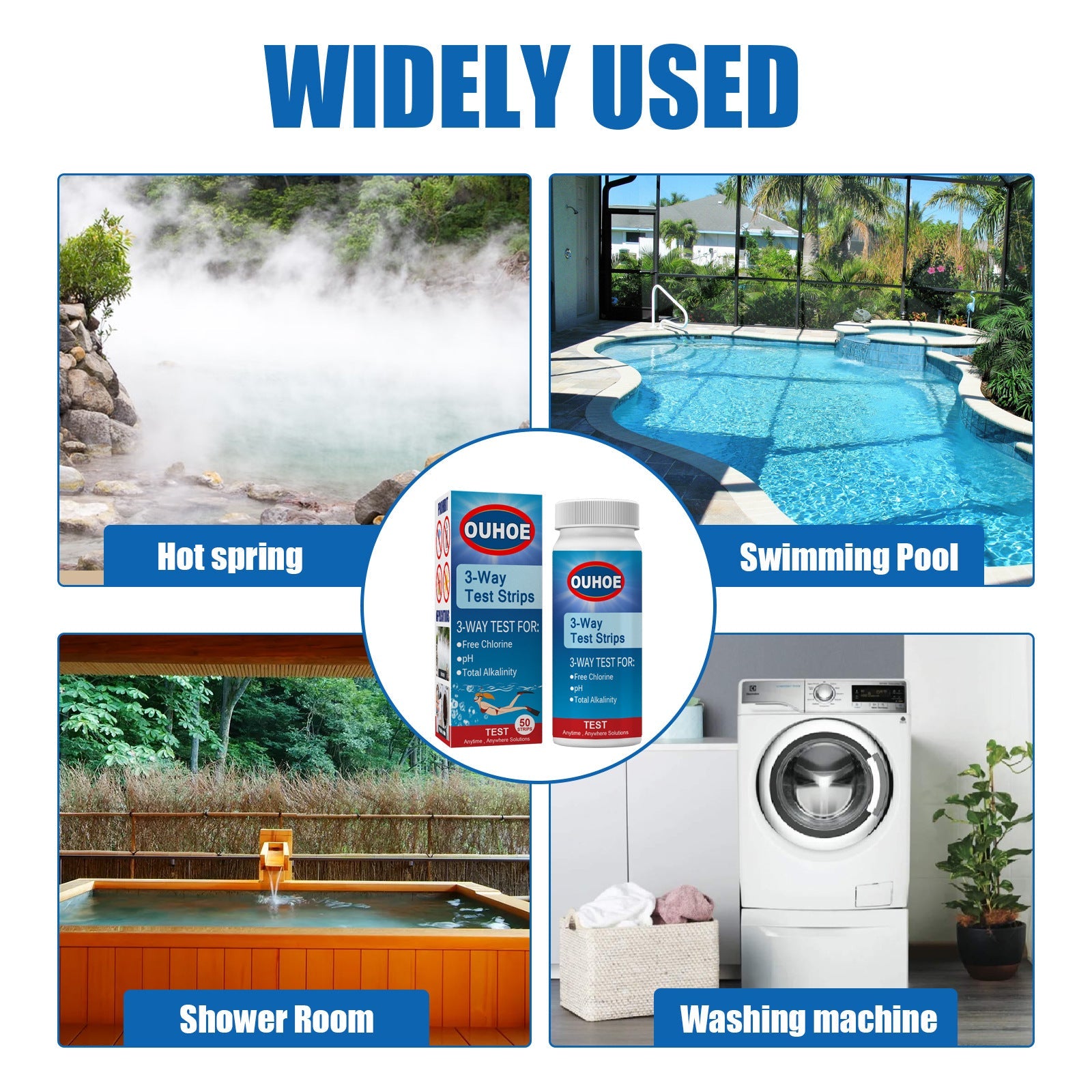 3-In-1 Ph Test, Paper Pool Water Quality Total Alkalinity Hardness Pool Clean Water Ph Test Strip - Korvel