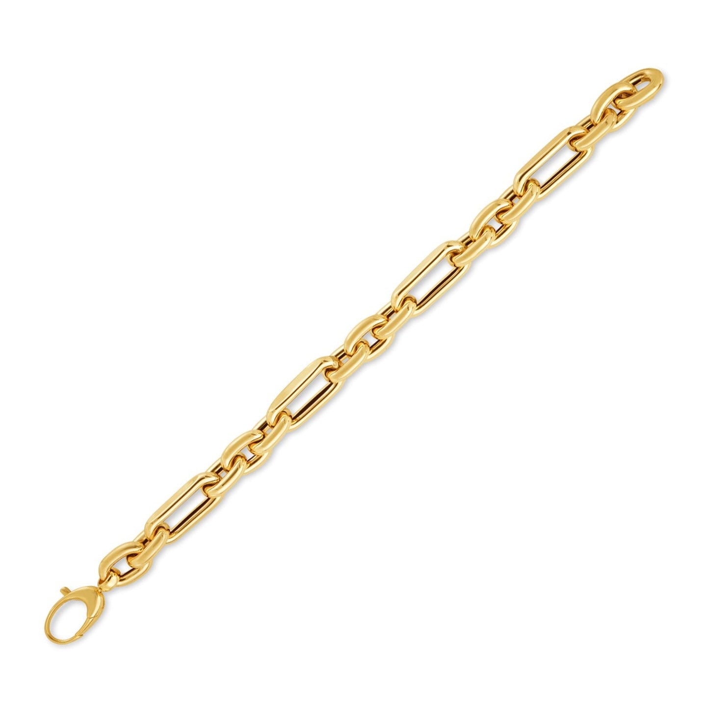 14k Yellow Gold Italian Paperclip Oval Links Bracelet