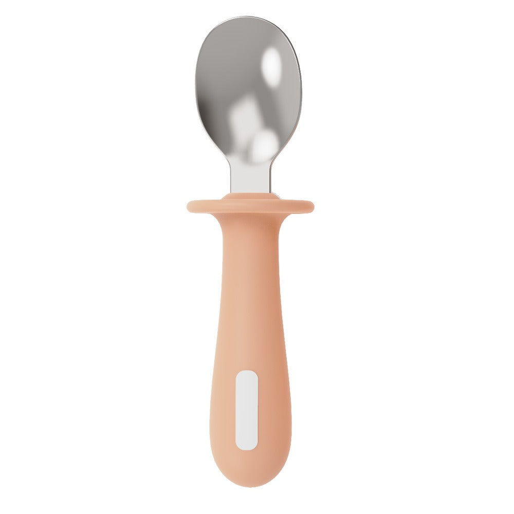 Adjustable color PPSU silicone fork and spoon set, children's stainless steel spoon and fork, baby training supplementary food tableware set of 2 pieces - Korvel