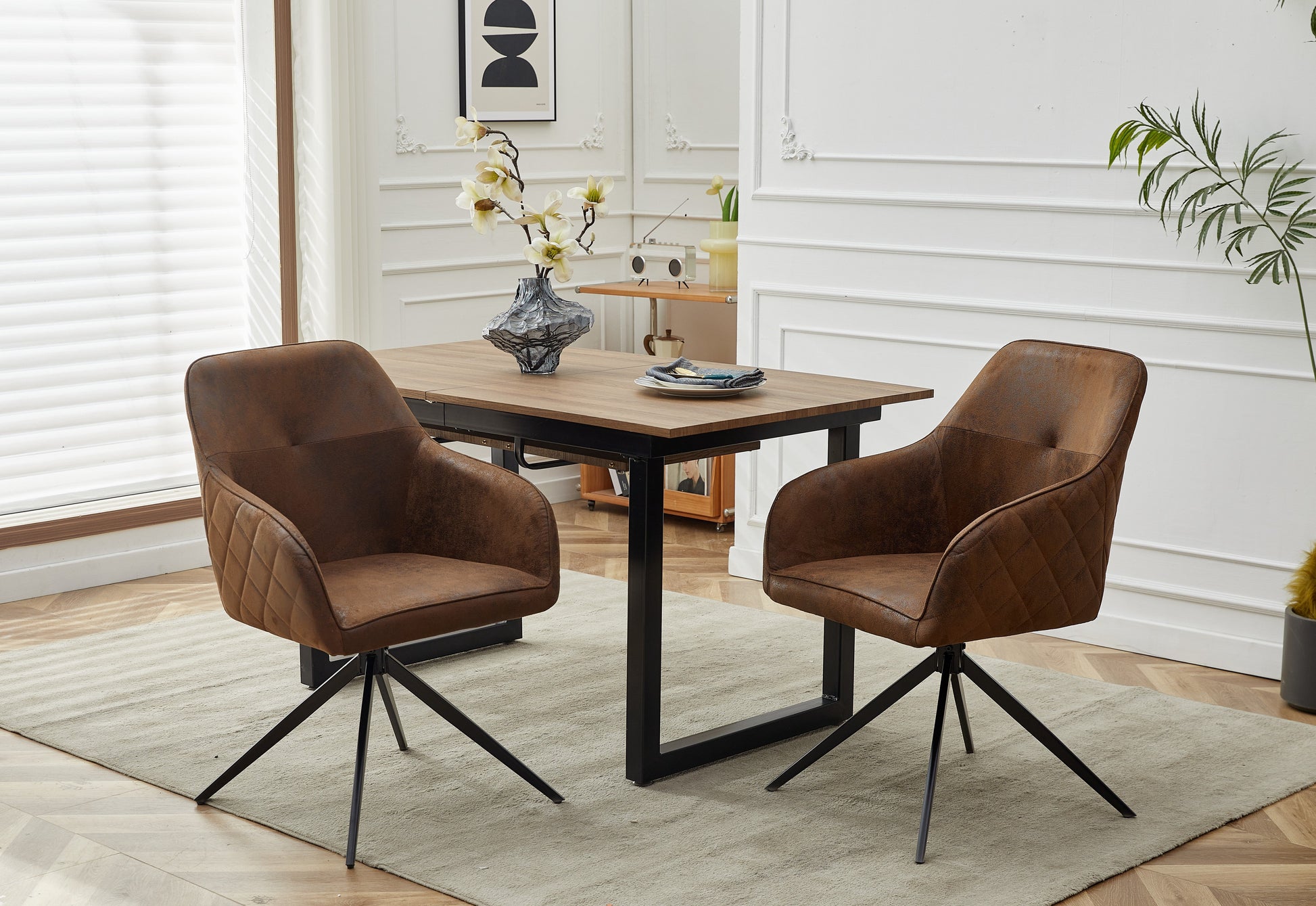 Modern chairs (2 sets) with soft iron leg cushions and comfortable backrest double layered chairs - Korvel