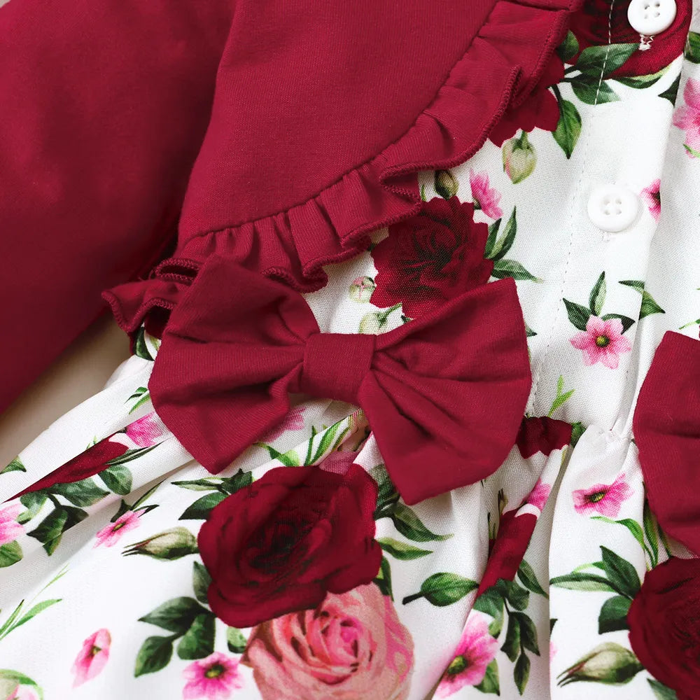 Robe à manches volantées à col rond floral Frill