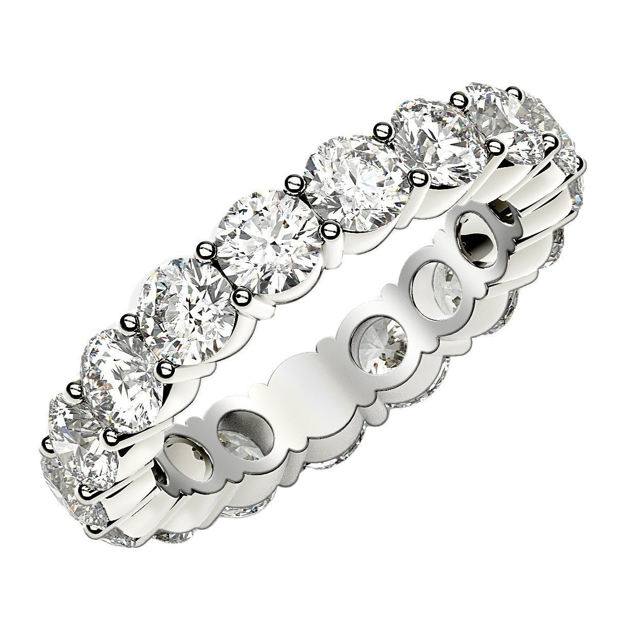 Round Cut Lab Grown Diamond Eternity Ring in 14k White Gold
