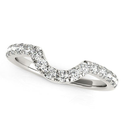 Anillo de boda de diamantes curvado en oro blanco de 14k