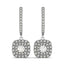 Boucles d'oreilles en diamant coussin double halo en or blanc 14 carats