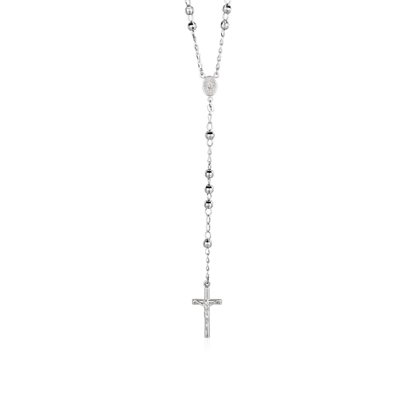 Collar de cadena de rosario de plata esterlina con cuentas grandes