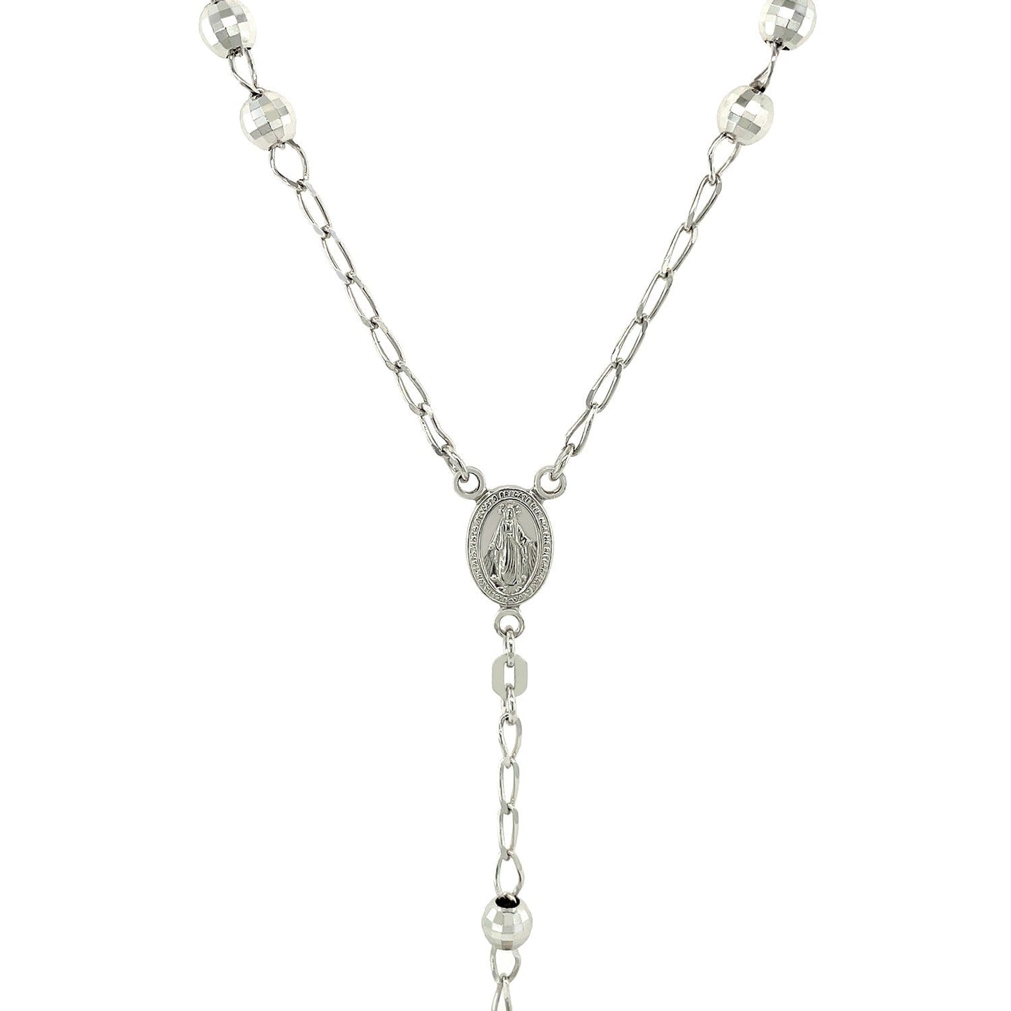 Collar de cadena de rosario de plata esterlina con cuentas grandes