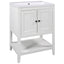 24" White Modern Sleek Bathroom Vanity Elegant Ceramic Sink with Solid Wood Frame Open Style Shelf - Korvel