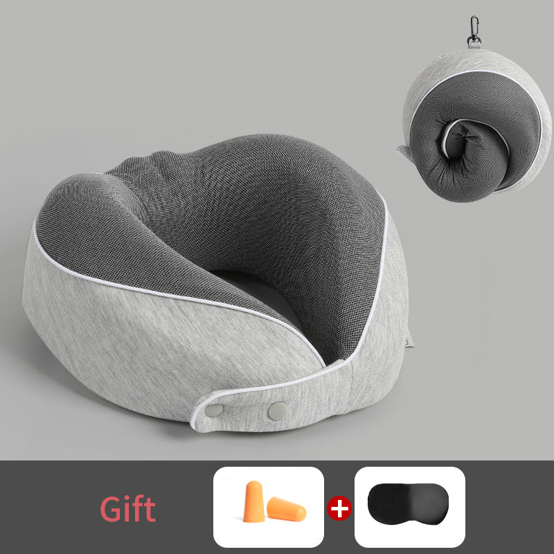 U Shaped Pillow Memory Cotton Can Store Travel Pillows, Nap Pillows, Neck Protection Pillows, Portable Neck Pillows - Korvel