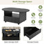ON-TRANS flexible cream style coffee table with 2 brake wheels, drawers, large storage space,black, 39.37 '' x 23.6 '' - Korvel