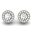 Boucles d'oreilles Halo en Diamant Rond en Or Blanc 14k