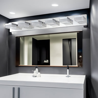 Modern 6-Light Chrome LED Vanity Mirror Light Fixture