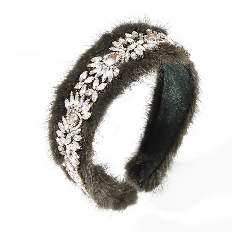 Versatile glass diamond full diamond mink velvet hair accessory - Korvel