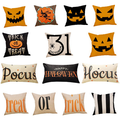 Truc of behandelen/pompoen print Happy Halloween Sierkussen Cover Kussen Case brief print Kussensloop Kussenhoes - Korvel