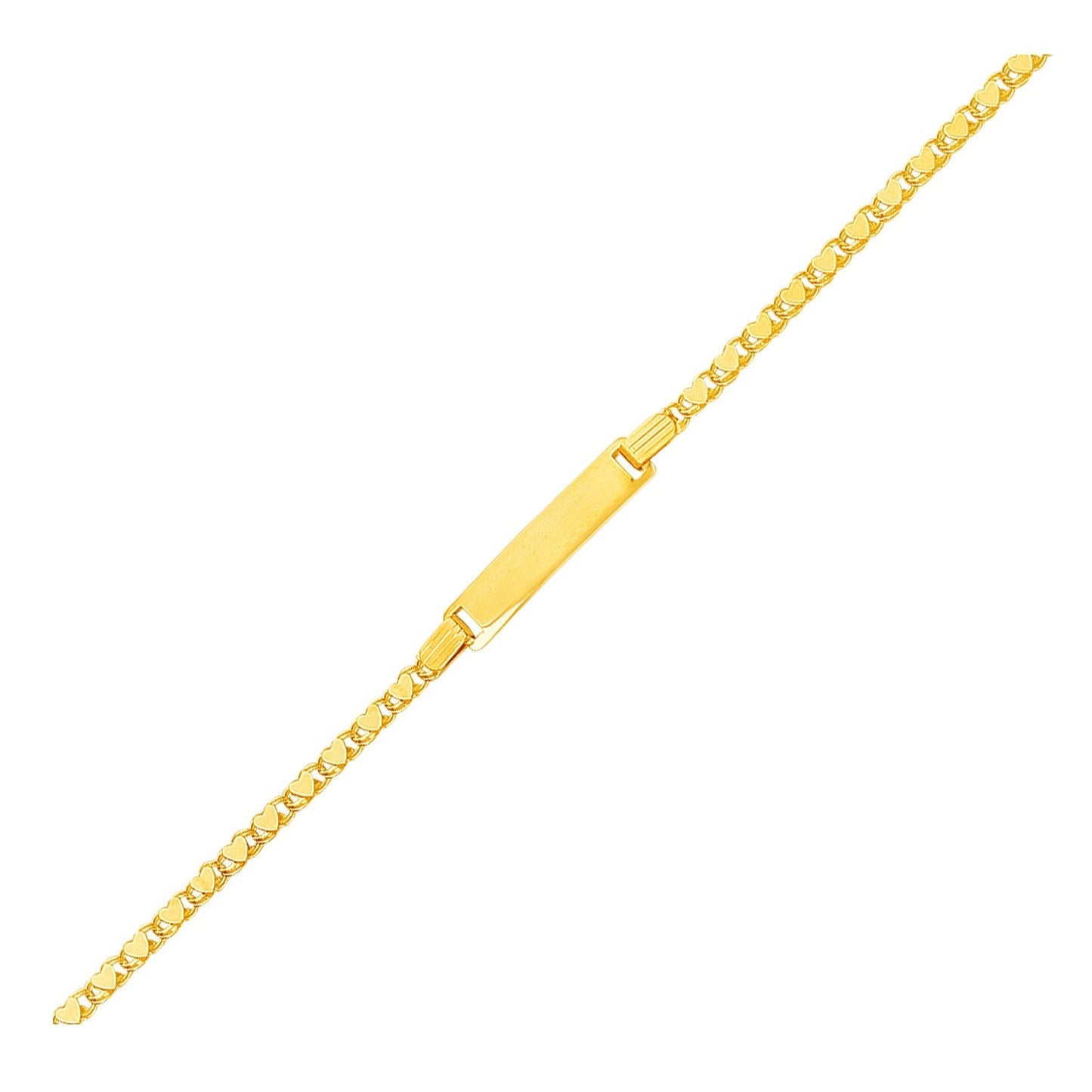 Pulsera de identificación con eslabones en forma de corazón para niños en oro amarillo de 14k