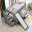 Lit superposé jumeau sur grand lit avec rangement et toboggan - Gris