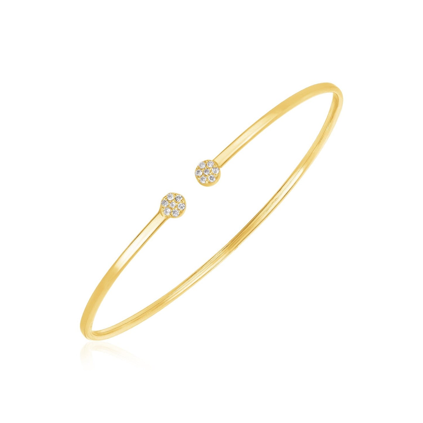14k Yellow Gold High Polish Diamond Cluster Bangle