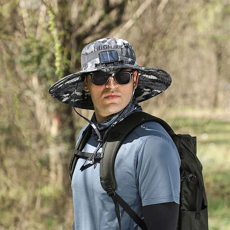 Chapeau Ventilateur Solaire : Chapeau à Large Bord Premium pour Aventures en Plein Air