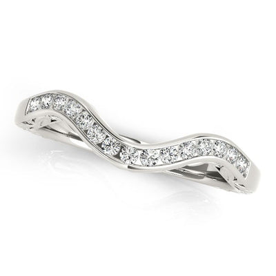 14k White Gold Curved Diamond Wedding Ring