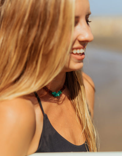 Raw Cognac Baltic Amber + Raw Amazonite || Necklace - Korvel
