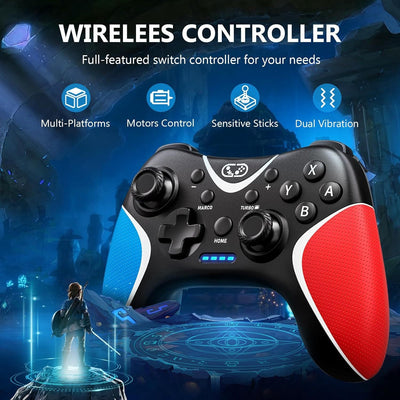 Wireless Switch Game Controller with Custom Back Key Programming