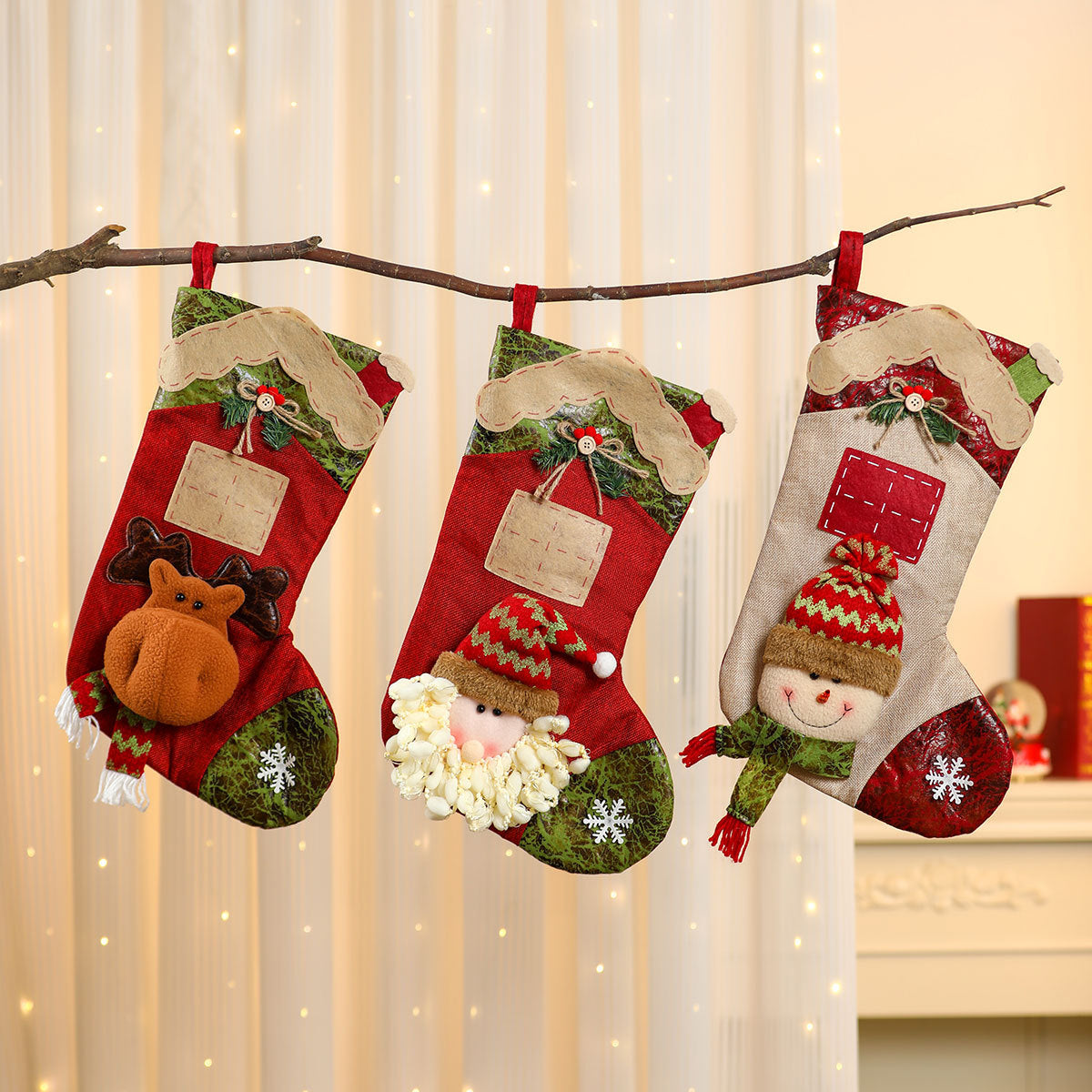 3D Cartoon Christmas Stockings - Festive Holiday Decor