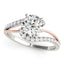 Bague de fiançailles en diamant avec anneau en or blanc et rose 14k