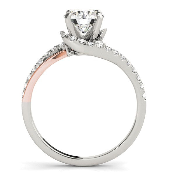 Bague de fiançailles en diamant avec anneau en or blanc et rose 14k