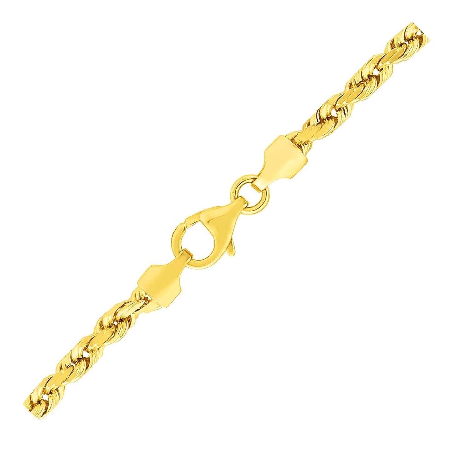 Pulsera de cuerda cortada de diamante de oro amarillo de 10k - 3.5mm