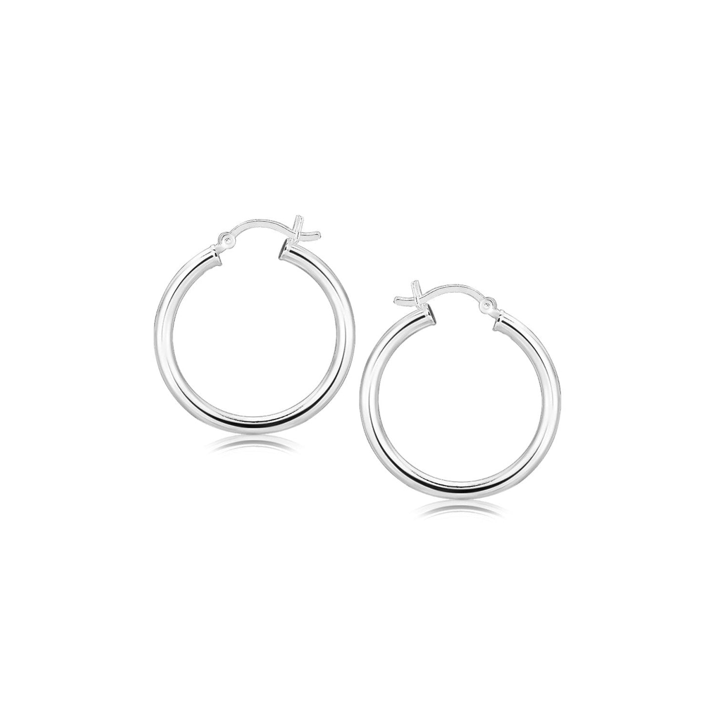 Boucles d'oreilles créoles en argent sterling plaqué rhodium - 25 mm