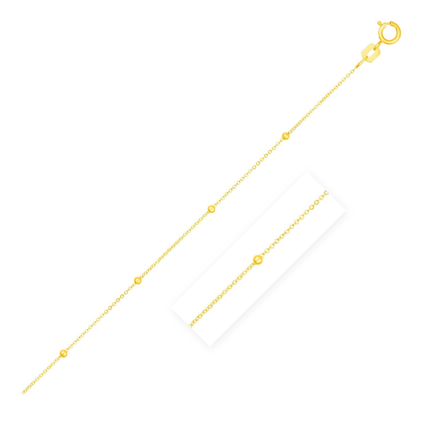 14k Yellow Gold Bead Links Saturn Chain - 18 inches