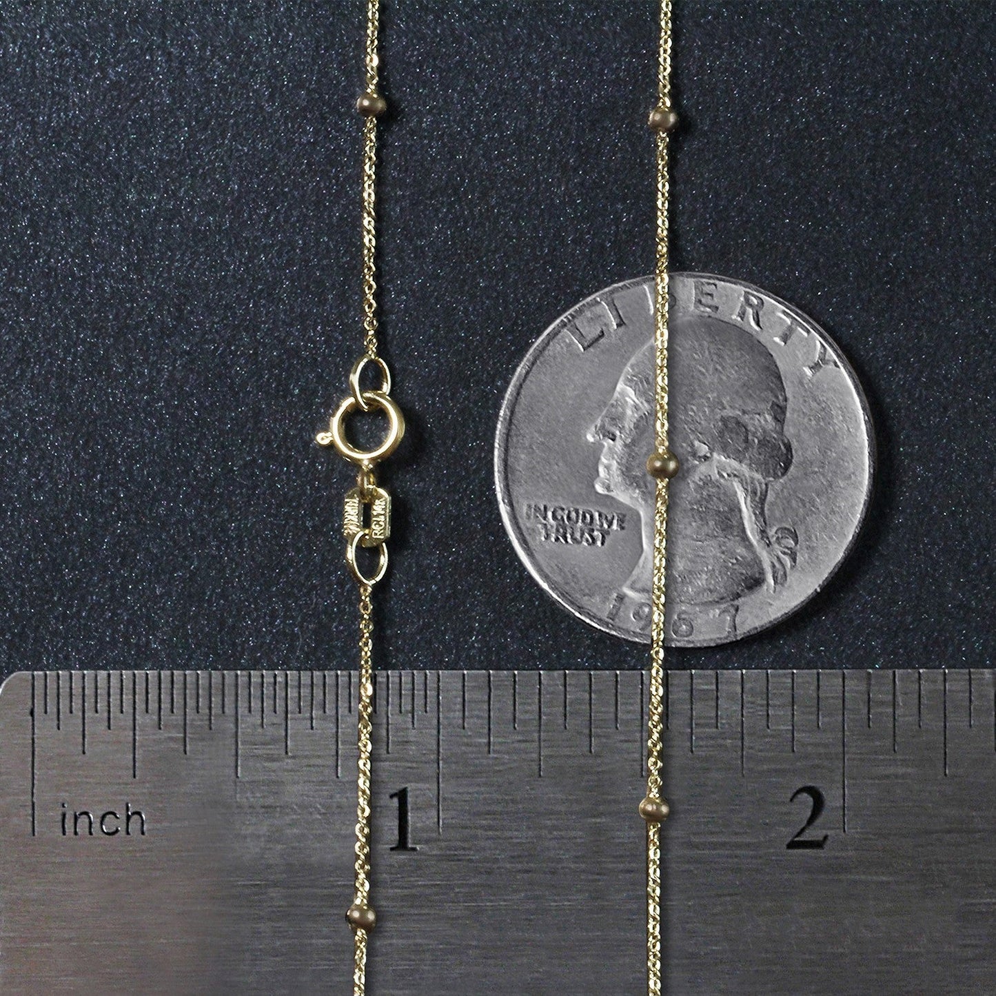 14k Yellow Gold Bead Links Saturn Chain - 18 inches