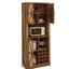 76-Inch Rustic Oak Farmhouse Wine Cabinet with Faux Rattan