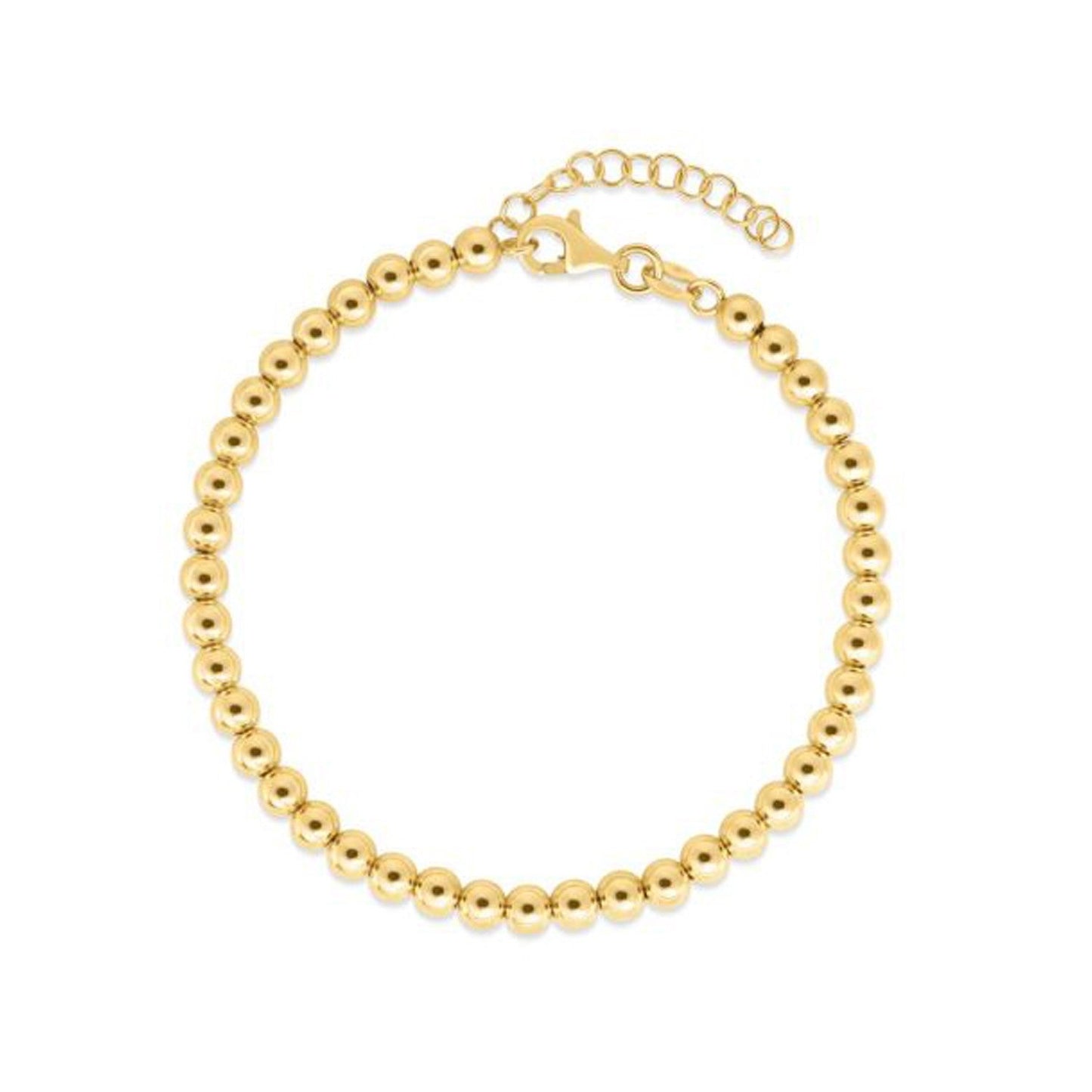 Collier en Chaîne à Perles en Or Jaune 14k - Élégance 4mm
