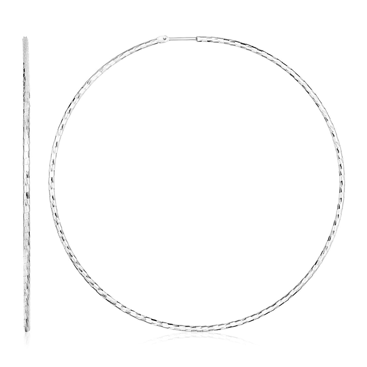 Boucles d'oreilles créoles rondes texturées en argent sterling large