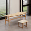 Woven Design Natural Oak Wood Backless Dining Bench