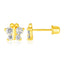 Boucles d'oreilles en or jaune 14 carats en forme de papillon pour enfants
