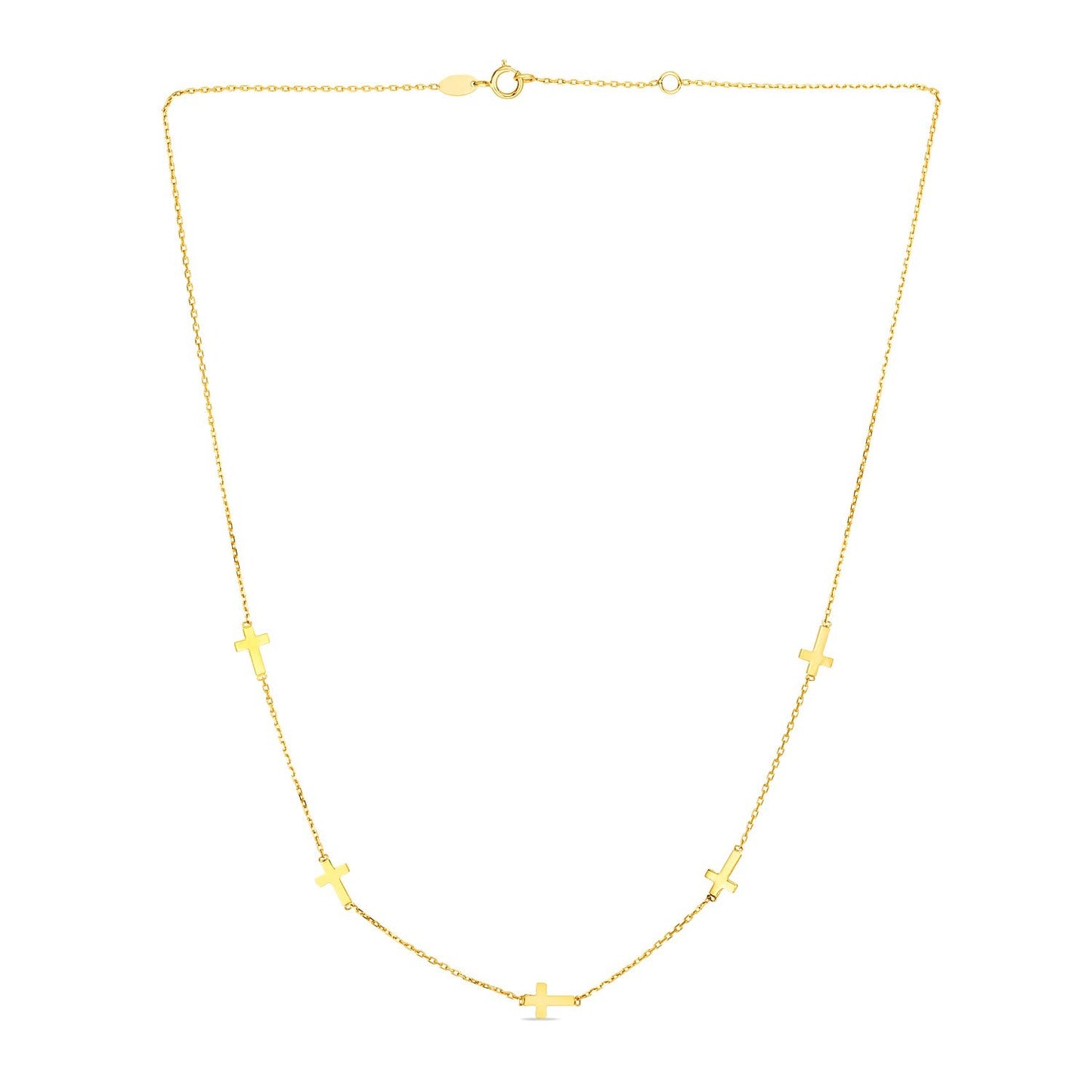 Collier en Chaîne en Or Jaune 14k avec Stations en Croix