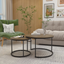 A set of nested coffee tables, 27.6-inch round coffee table, industrial wood veneer, with sturdy metal frame (brown) - Korvel