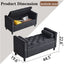 Storage Bench, 44.5-Inch Queen Velvet Button Bedside Bench, Entryway Living Room with Armrests, Nailhead Trim  Black - Korvel