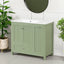 Meuble de salle de bain vert de 36" avec évier et rangement