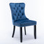 High-end Tufted Solid Wood Contemporary Velvet Upholstered Dining Chair with Wood Legs Nailhead Trim 2-Pcs Set Blue - Korvel